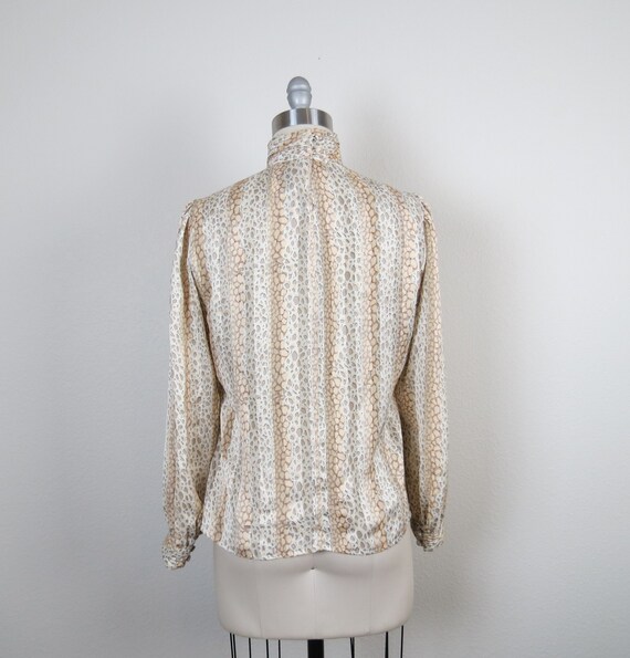 Vintage 1970s high neck blouse, animal print, siz… - image 5
