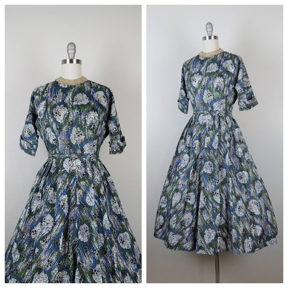 Vintage 1950s fit and flare dress, evening, cockt… - image 1