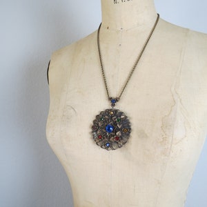 vintage 1930s necklace, antique 30s, pendant, czech glass