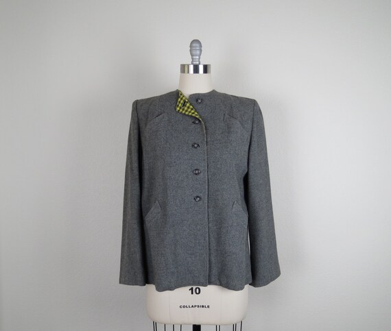 vintage 1940s blazer jacket wool plaid size large