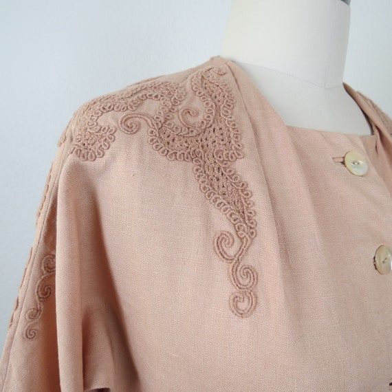 Vintage 1950s dress, embroidered, Moygashel linen… - image 6