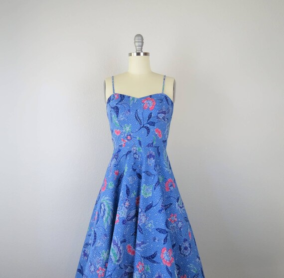 Vintage 1970s cotton floral dress, sundress, bati… - image 4