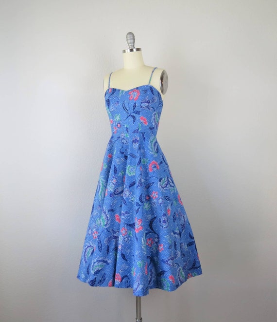 Vintage 1970s cotton floral dress, sundress, bati… - image 6