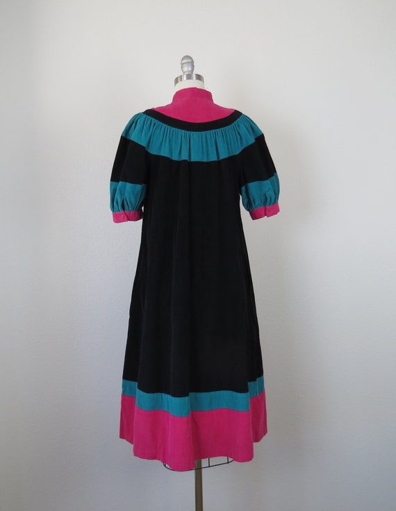 Vintage 1970s dress color block corduroy cotton 1… - image 8