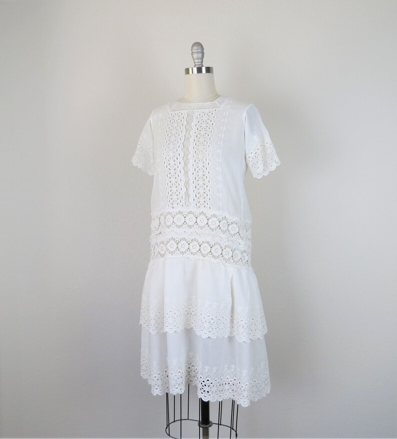 Vintage Antique Edwardian 20s 1920s White Cotton Lawn Dress | Etsy