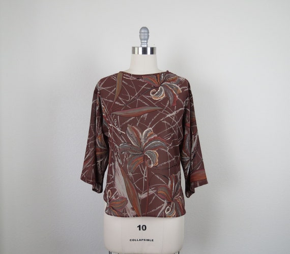 vintage 1970s floral blouse Campus Casuals size me