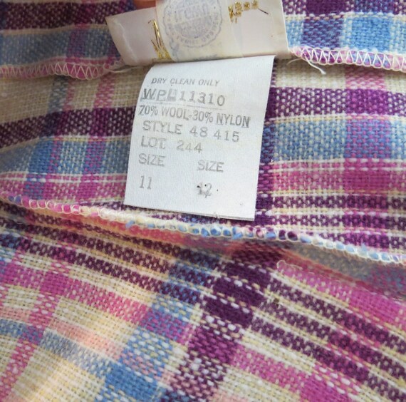 Vintage 1970s wool plaid blazer jacket pastel dag… - image 6