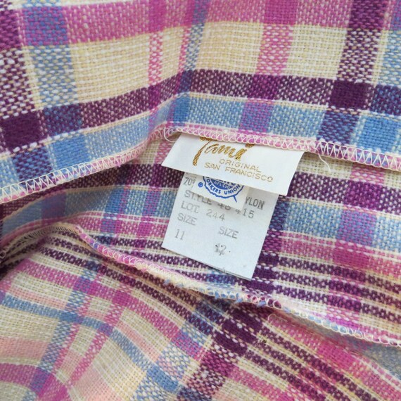 Vintage 1970s wool plaid blazer jacket pastel dag… - image 5