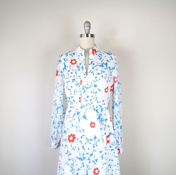 Vintage 1970s flower power floral maxi dress mod … - image 3