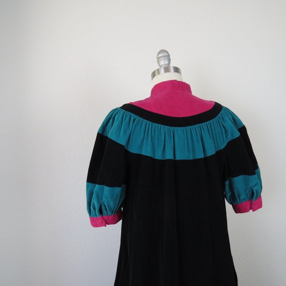 Vintage 1970s dress color block corduroy cotton 1… - image 7