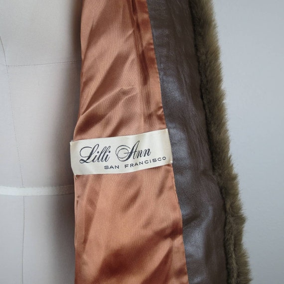 Vintage 1970s Lilli Ann coat faux fur leather bom… - image 7