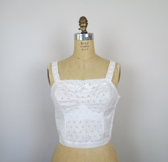 vintage 1950s bra longline Gossard cotton eyelet size 38B