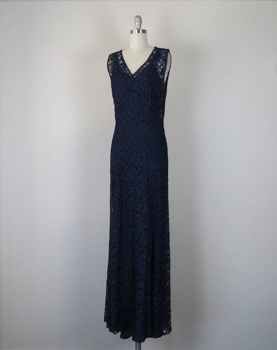 vintage 1930s dress, lace, open back, matching or… - image 3