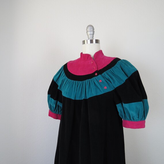 Vintage 1970s dress color block corduroy cotton 1… - image 6