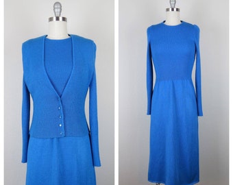 Vintage 1970s knit dress 2 piece set size xs