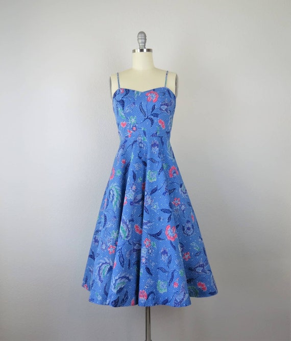 Vintage 1970s cotton floral dress, sundress, bati… - image 2