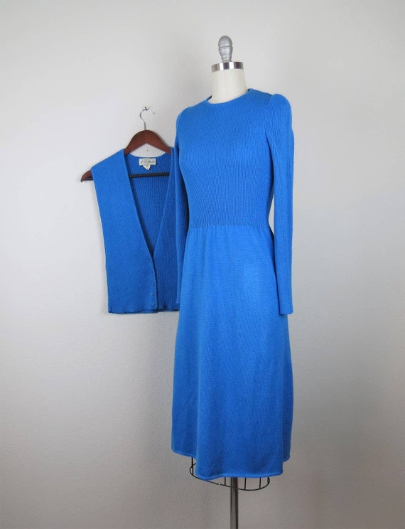 Vintage 1970s knit dress set, 2 piece, vest, mod,… - image 3