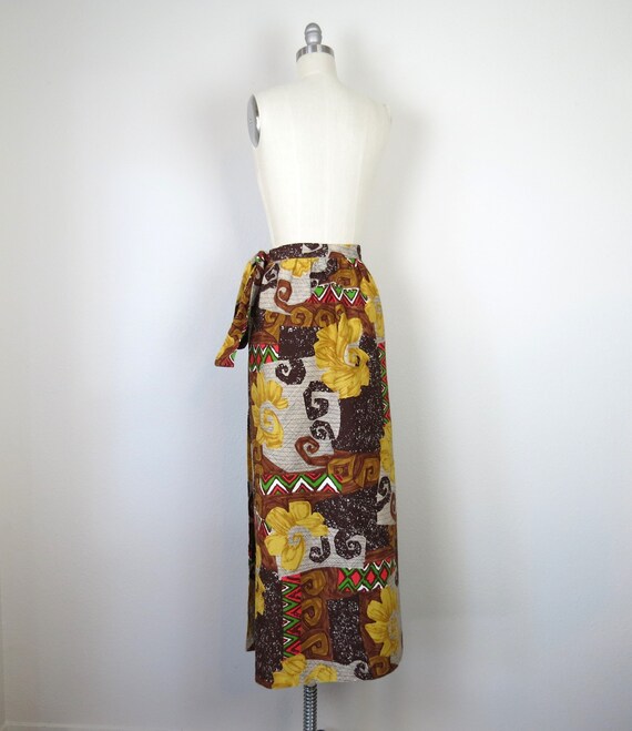 Vintage 1970s Hawaiian Barkcloth maxi skirt cotto… - image 5
