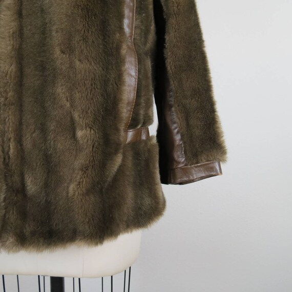 Vintage 1970s Lilli Ann coat faux fur leather bom… - image 3