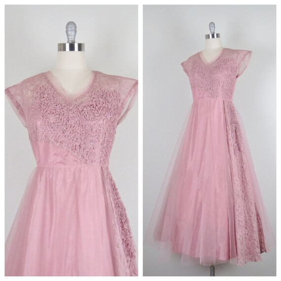 vintage 40s 1940s formal dress, size large, 38" bu