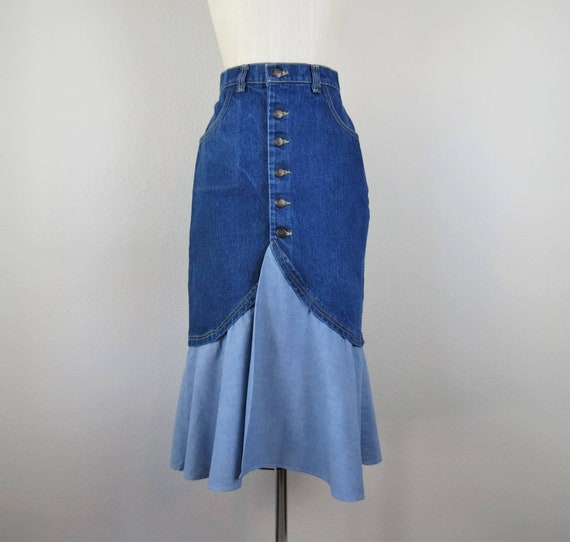 Vintage denim maxi skirt, Frederick's of Hollywoo… - image 3