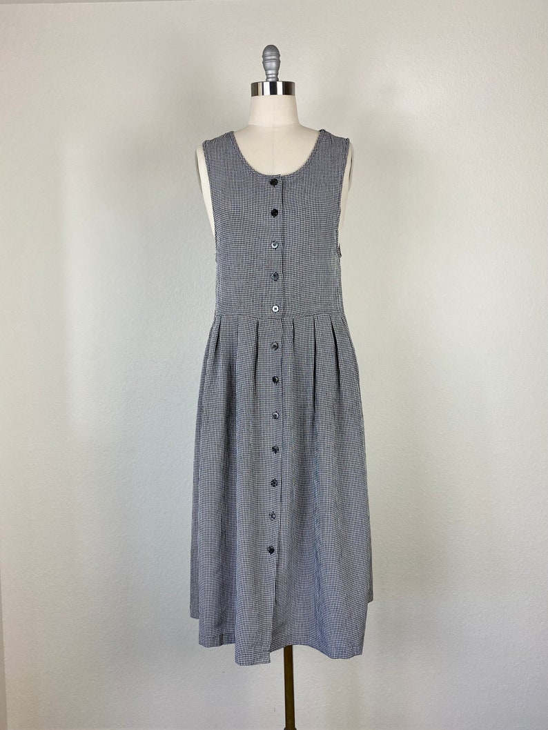 1990s gingham jumper dress size medium vintage market dress Vintage 90s cottagecore dress