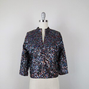 pull cardigan à sequins vintage des années 1950, perlé à la main, cocktail, formel, habillé, petite taille