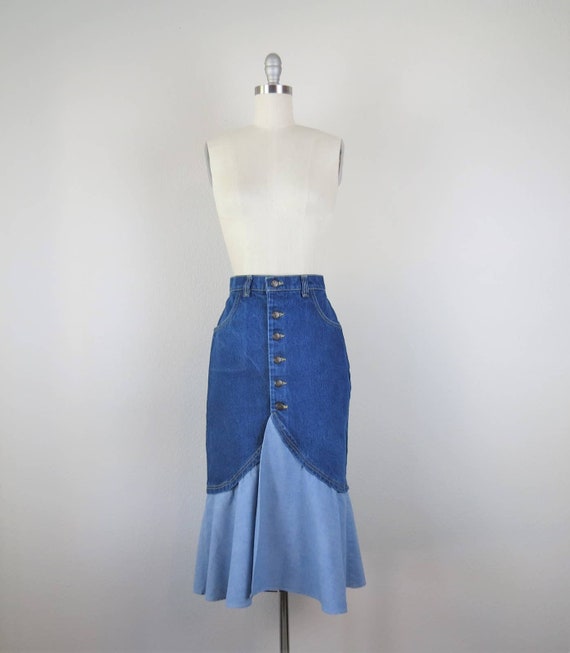 Vintage denim maxi skirt, Frederick's of Hollywoo… - image 2