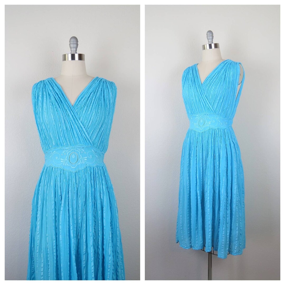 Vintage 1980s Gauze Goddess Dress Grecian Sundress Crinkle Etsy