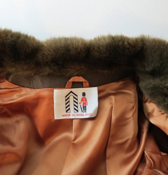 Vintage 1970s Lilli Ann coat faux fur leather bom… - image 8
