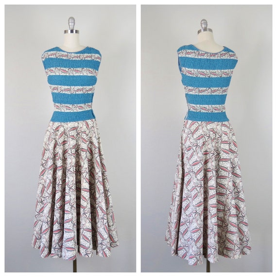 size xs - s vintage 1940s Frances Sider cotton nov