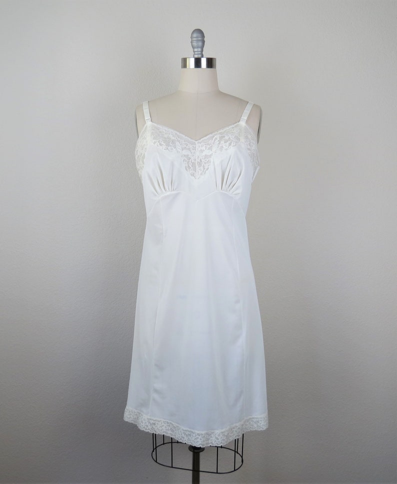 Vintage 1960s Komar dress slip, lace bodice, slip dress, full slip, size large, 38 bust image 2