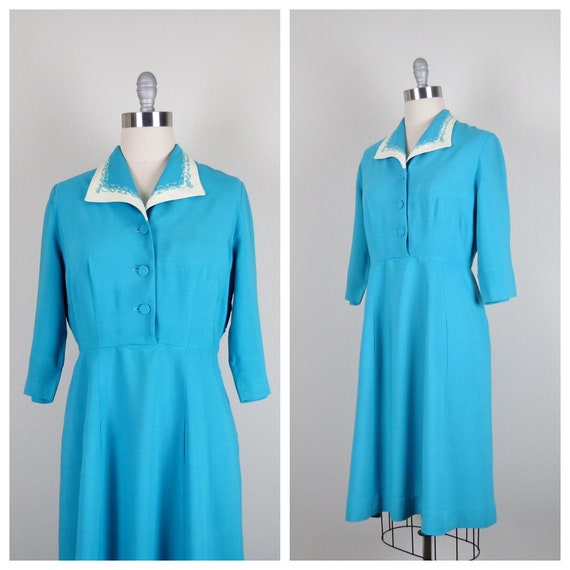 vintage 1940s rayon dress size large 38" bust 31"
