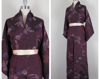 Vintage Seidenkimono, Robe, Morgenmantel, Opernmantel, Furisode, osfm