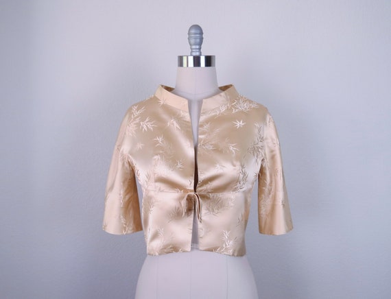 50s 1950s Chinese silk satin bolero jacket size me