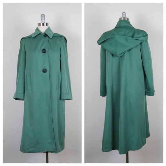 vintage 1940s rain coat gabardine overcoat hooded