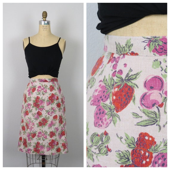 size xs vintage 1970s woven cotton linen fruit pri