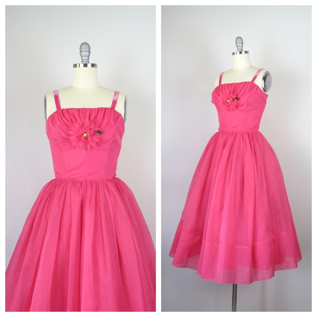 vintage 1950s sky blue formal party dress / 50s full skirted frock