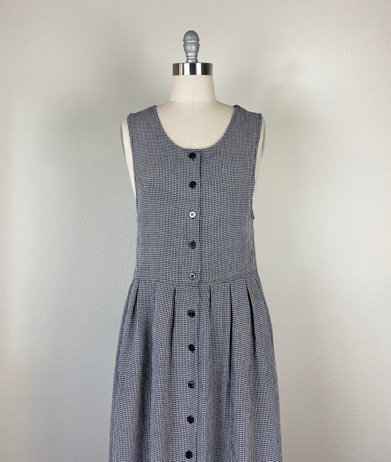 1990s gingham jumper dress size medium vintage market dress Vintage 90s cottagecore dress