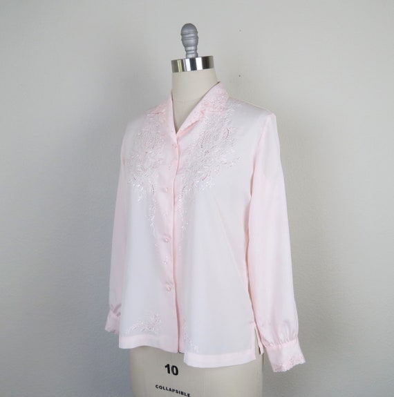 Vintage silk blouse, 1970s, Chinese embroidered, … - image 3