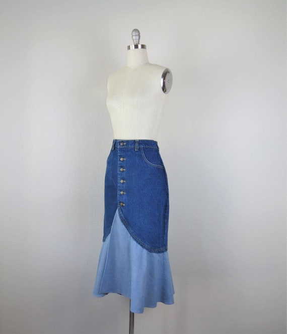 Vintage denim maxi skirt, Frederick's of Hollywoo… - image 4