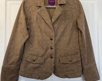 VINTAGE Gloria Vanderbilt bruin blazerjack ongevoerd damesmaat Small