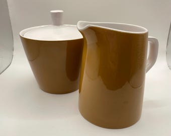 VINTAGE Mikasa Cera Steinüberzug Zuckerdose & Milchkännchen Set Braun Japan