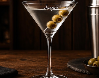 Personalized Martini Glass, Custom Name Cocktail Glass, Engraved Vodka Martini Gift for Him, Bartender or Groomsmen Gift
