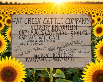 Vintage lonesome dove hat creek cattle company we don rent pigs metal tin sign nostalgic for kitchen home cafe man cave decor 8x12 inch