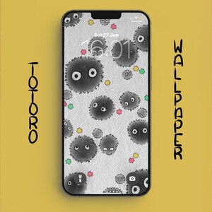 Totoro Phone Wallpaper, Soot Sprites, Studio Ghibli / Digital Download for All Phones