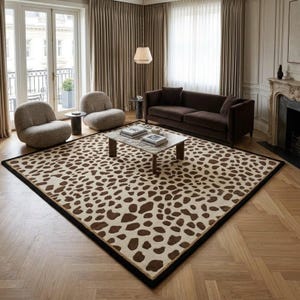 Leopardenmuster-Wollteppich, handgetufteter Teppich, 100 % neuseeländische Wolle, luxuriöser Designerteppich mit Tiermotiv