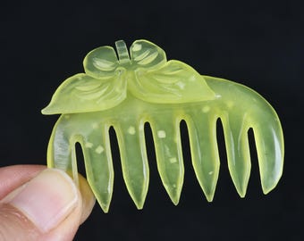 Haarspeld van jade, handgesneden, vlindervormige haarkam van natuurlijke jade, cadeau voor haar SN27