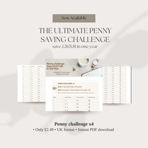 4x-Penny-Challenge (UK) – Vorlage zum Ausdrucken | Spare 2.671,80 Pfund in 1 Jahr | Spar-Tracker | Kein Bankkonto erforderlich | Sofort-Download