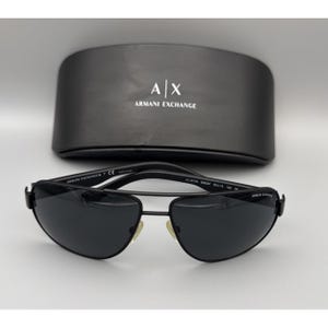 Armani Exchange AC 2012S Rectangular Metal Men's Sunglasses-Satin Black-w/case